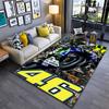 Sports Area Rug, Valentino Rossi 46 Movistar Yamaha Wheelie Monster Energy Blue Bike Print, Garage Decor, Non-Slip Mat