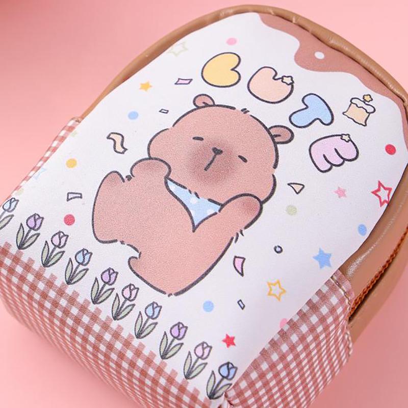 Creative Zipper Capybara Coin Purse Keychain Portable Kawaii Storage Bag  Cute Lipstick Bag Simple Earphone Bag Gifts