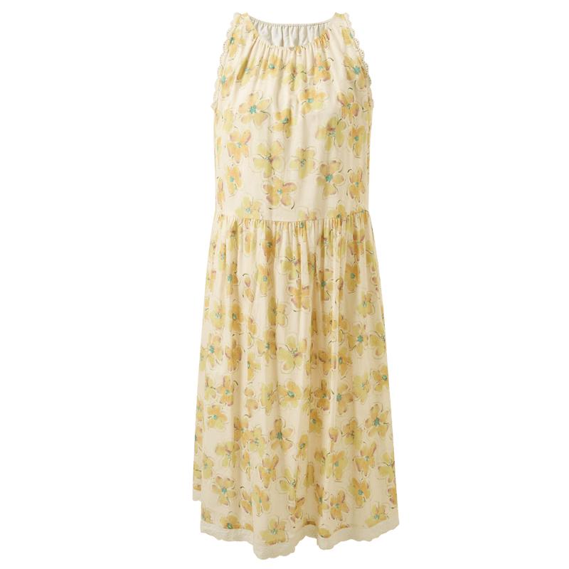 Sancai 100% Cotton Sleeveless Floral Lace Maxi Dress XL