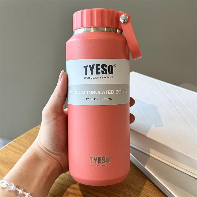 TYESO 500/710ml Sports Thermos Cup Double Wall Vacuum Flask Stainless Steel Thermal Mug with Handle Portable Outdoor Travel Cups