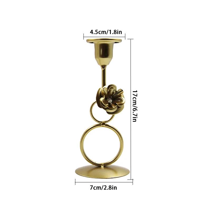 Nordic Rose Candlestick Metal Iron Crafts Wedding Candelabrum Flowers Ring Wax Candle Stand Dining Table Center Piece Decoration