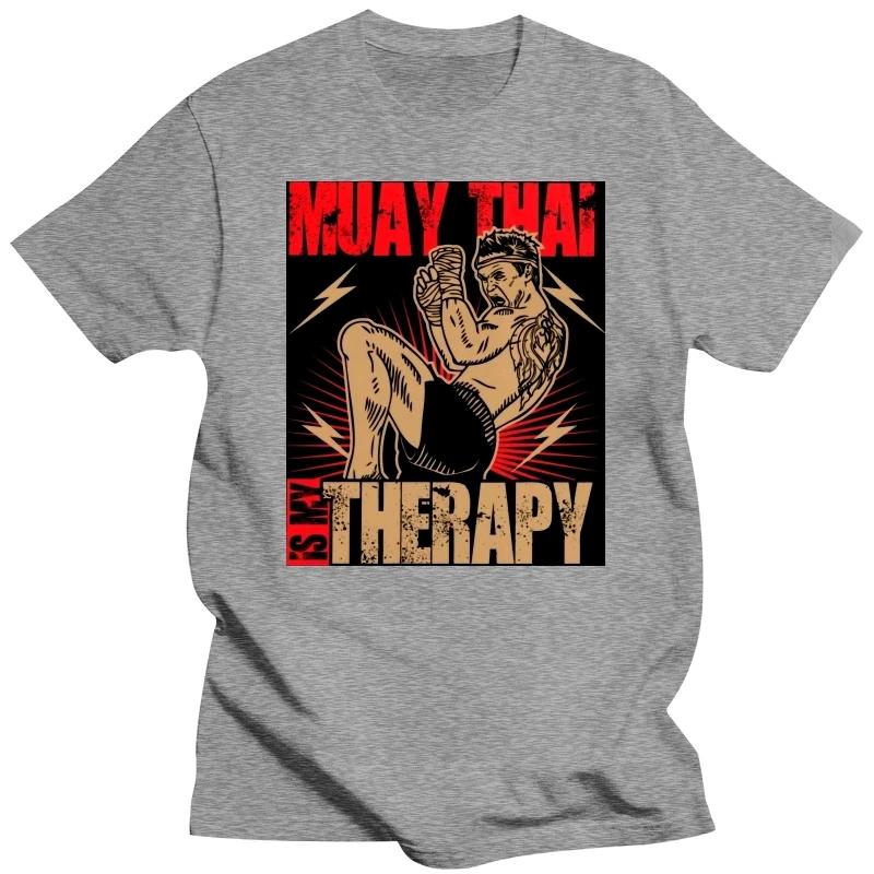 Maglietta Terapia Muay Thai da Uomo Cotone Puro Maglietta Urbana Maniche Corte Spirito Combattente Arte Marziale Thailandese T-shirt Abbigliamento Regalo