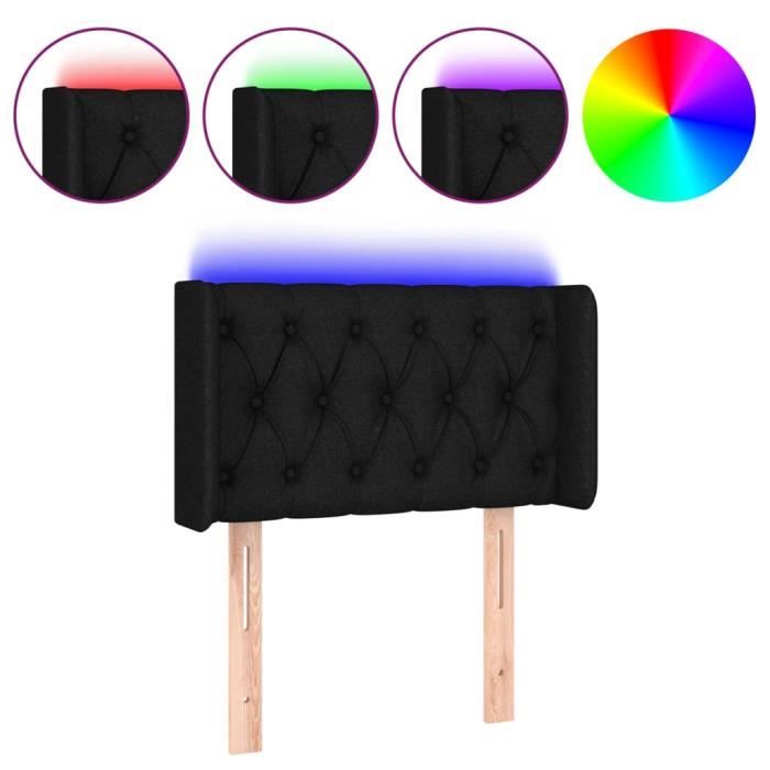 3123548 vidaXL Tête de lit à LED Noir 83x16x78-88 cm Tissu
