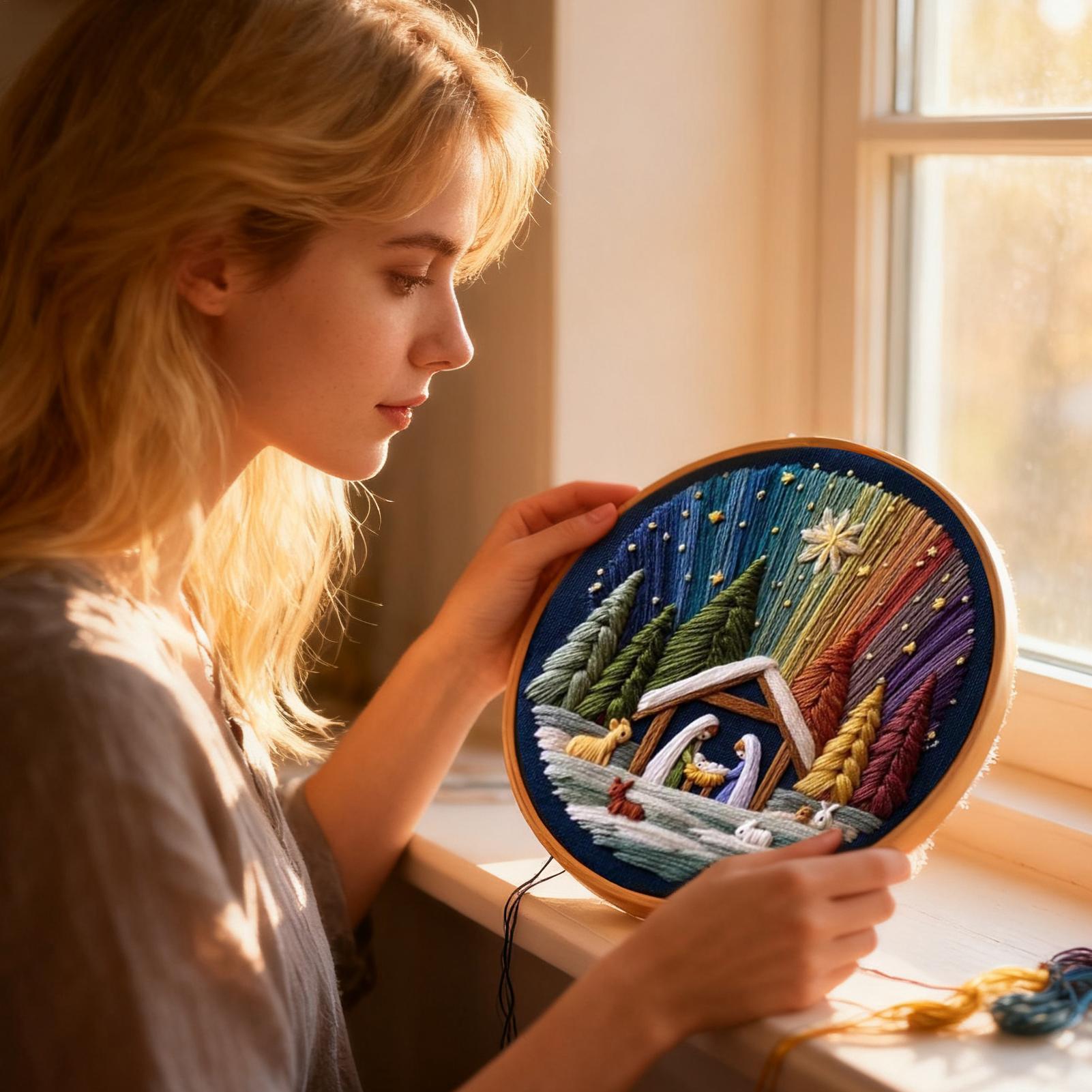 

Christmas Embroidery Kits For Beginners Nativity Handmade Craft Supplies Stamped Embroidery Beginners Kit For Women Girls China Mainland