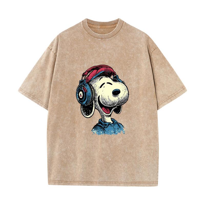 XH+88 MINISO 2026 Summer Vintage Wash Printed Pure Cotton Shoulder Style Men's and Women's Round Neck Short Sleeved Couple T-shirt