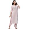 Aurelia Pink Floral Printed Printed Cotton Straight Long Kurta