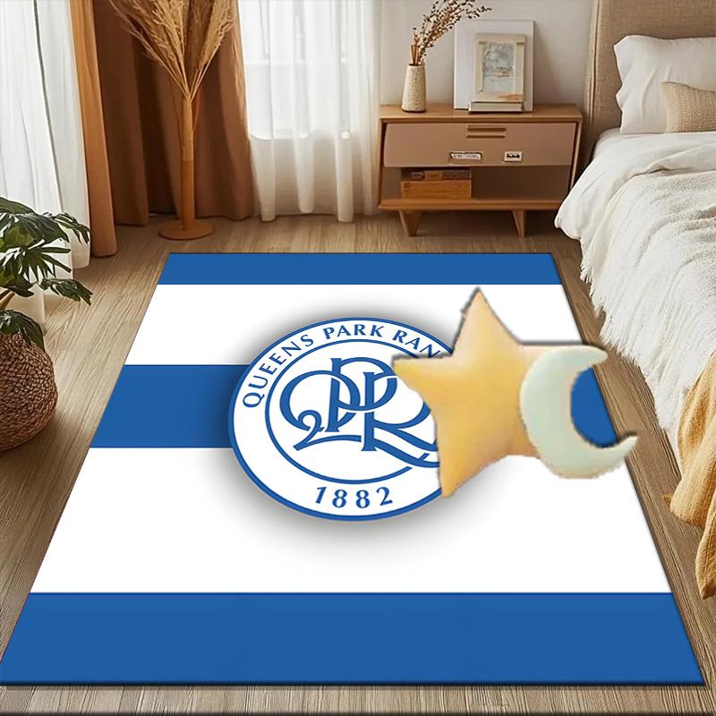 Queens Crest Football Rug for Living Room, Game Rooms, Office, Bedroom, Office Floor Mat Playful Design, fan gifts Christmas decor