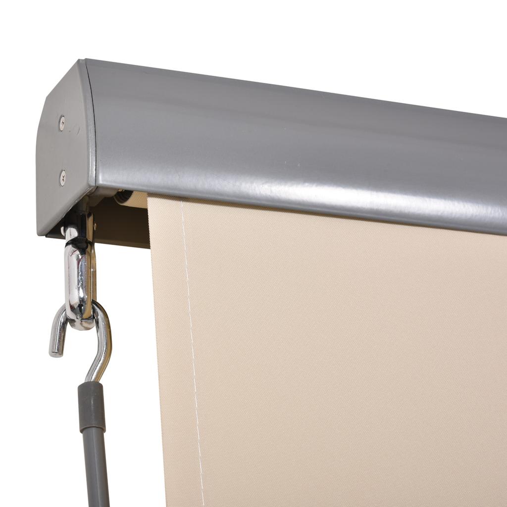 Outdoor Roller Blind 2.5 X 1.6 m with Crank Handle, Aluminium and 280g/M² Polyester, Cream