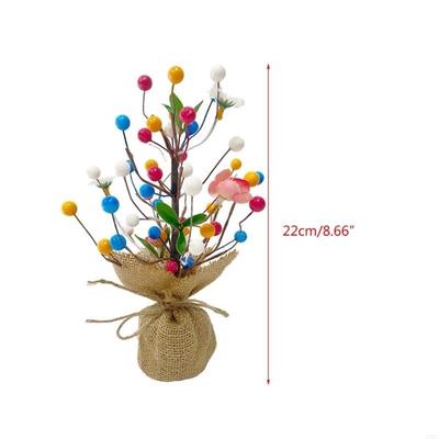 Colorful Easter Eggs Water Plant Silk Flower Ornament for Easter Festive Decor X3UC