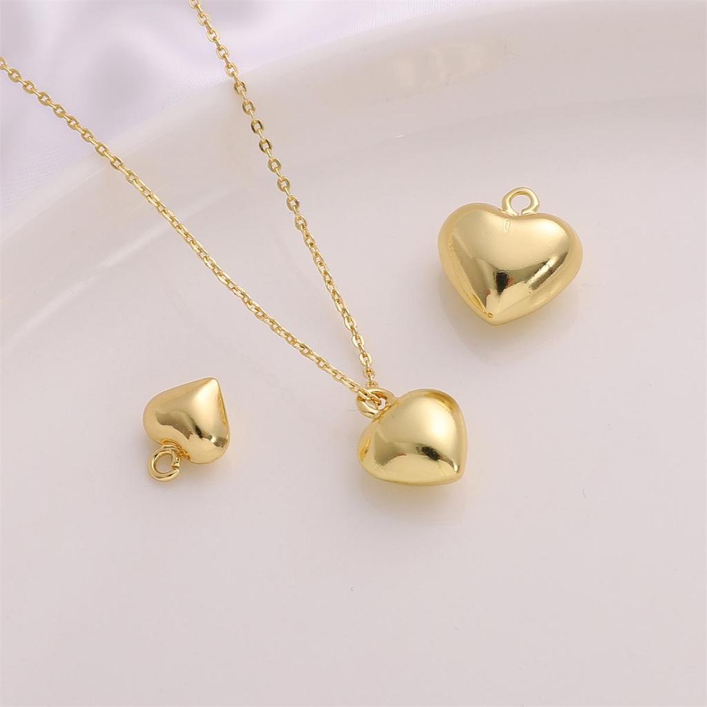 14K Gold-filled Heart-Shaped Pendant Charm for DIY Bracelet/Necklace - Real Gold, Shiny, Color-Preserving.