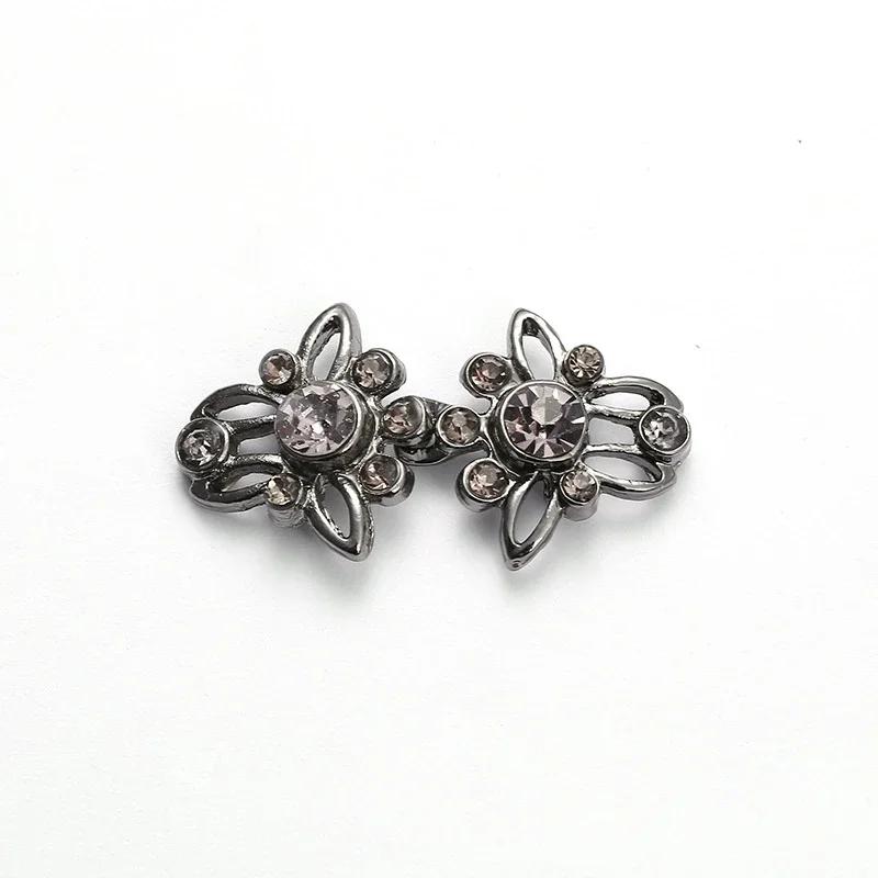 5 Pair Shiny Cheongsam Buckle Brooches Sweater Buttons Clothing Pins Crystal Cardigan Clip Cape Cloak Clasp
