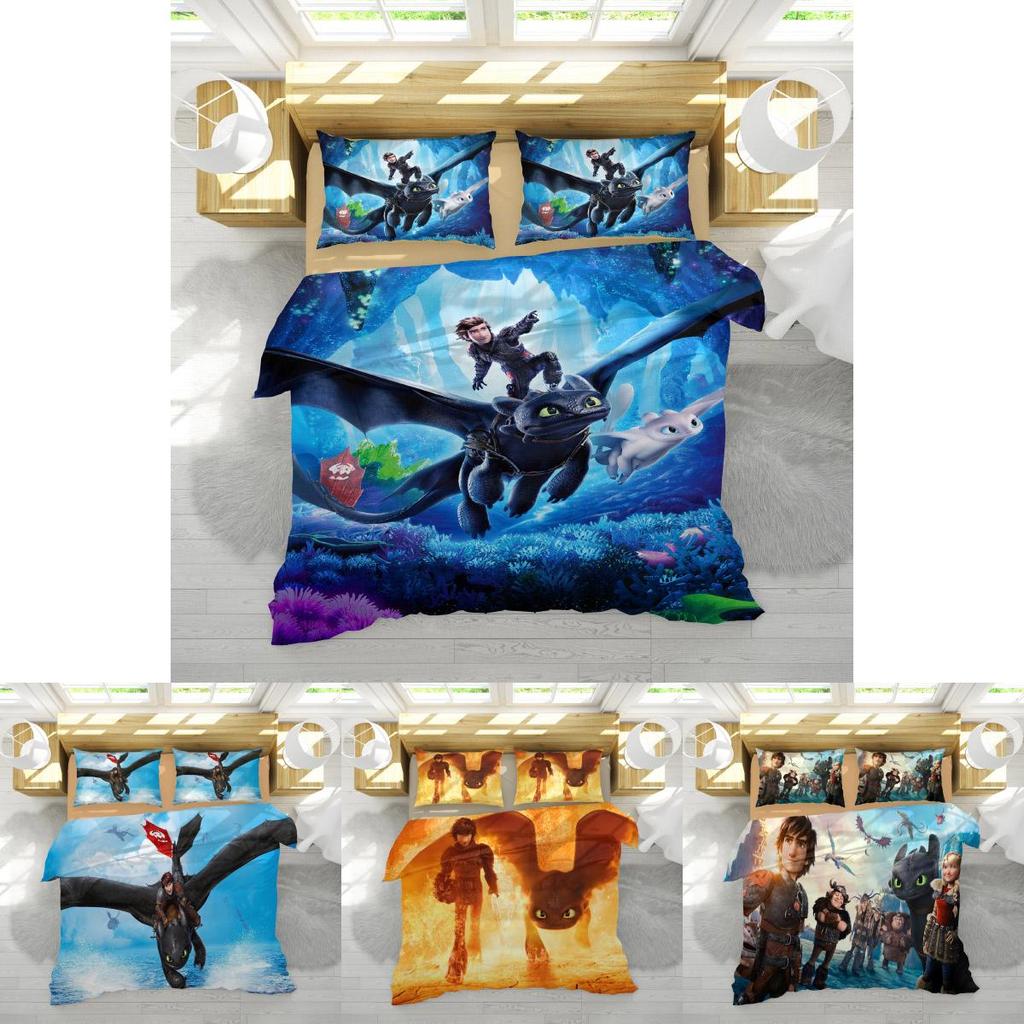 Luxurious How To Train Your Dragon Design Bedding Set With Duvet Cover Pillowcase