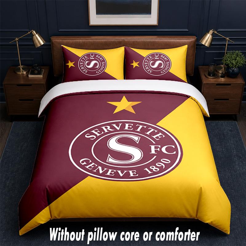 Servette FC Design Bed Bedding Set 1 Duvet Cover + 2 Pillowcases Soft Breathable Household Bed Linens