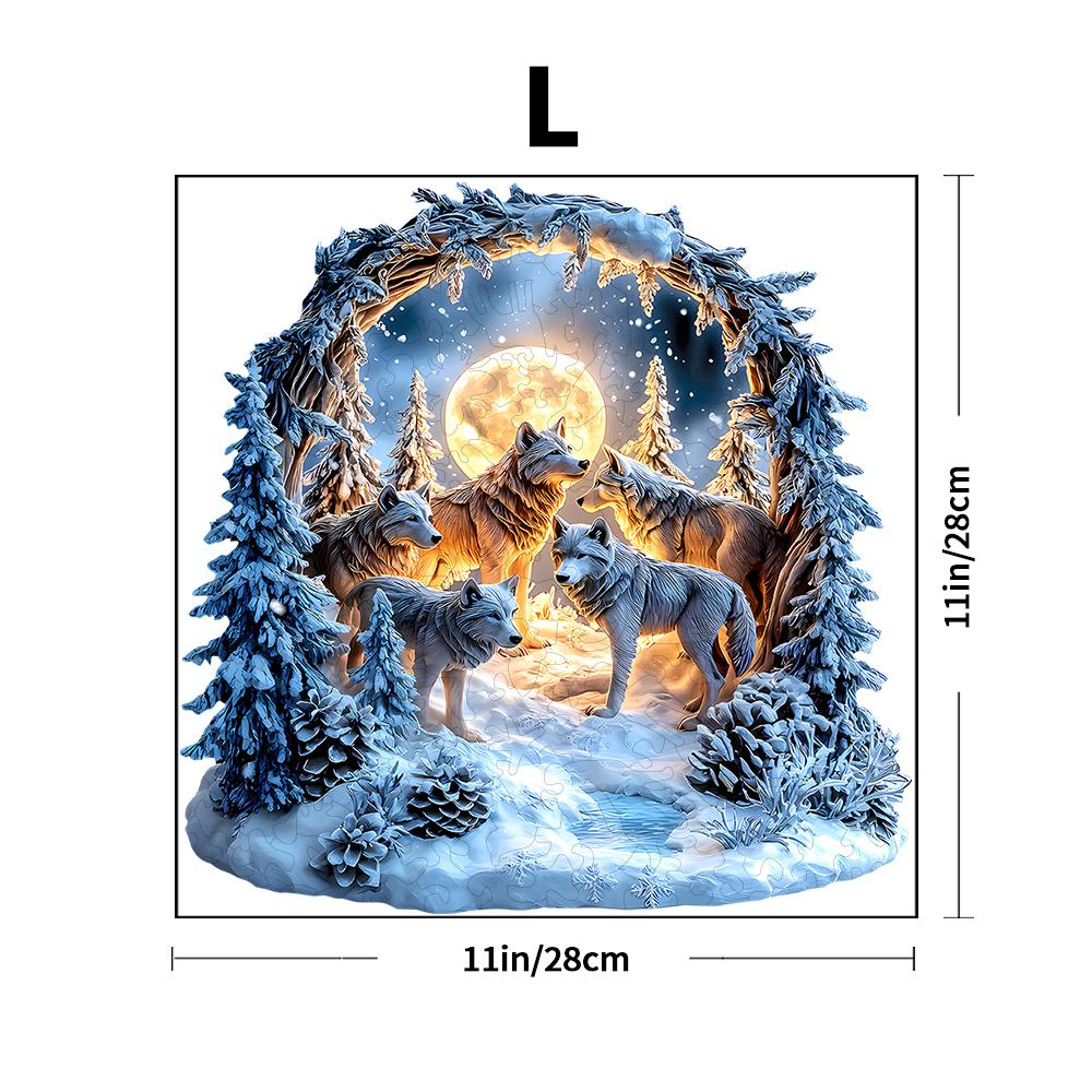 Tier-Holzpuzzle, Eis- und Schneewelt, Wolfsrudel-Puzzle, Kinderpuzzle, Dekoration für Zuhause für Erwachsene, Weihnachtsgeschenk, Bastelspielzeug