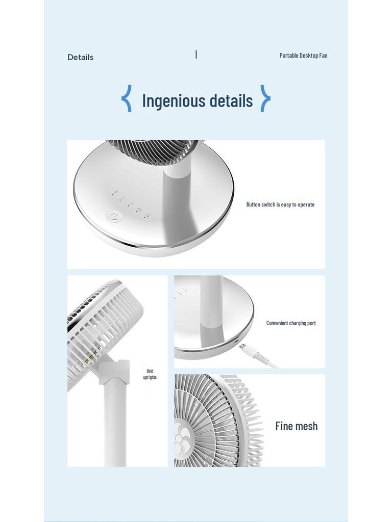 USB Rechargeable Oscillating Desktop Fan for Home & Office