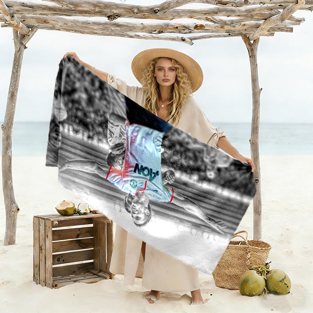 Football Player Celebration Moment Beach Towel Super Soft & Absorbent Comfortable Lightweight