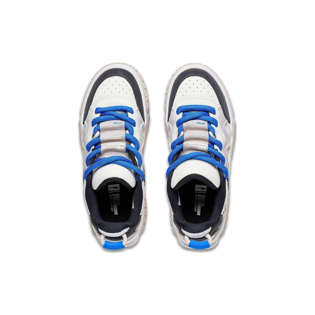 New LiNing 001 UNBLOCK Anti Slip Wear Resistant Low Top Skateboard Shoes Men's Blue White AGCT217-3