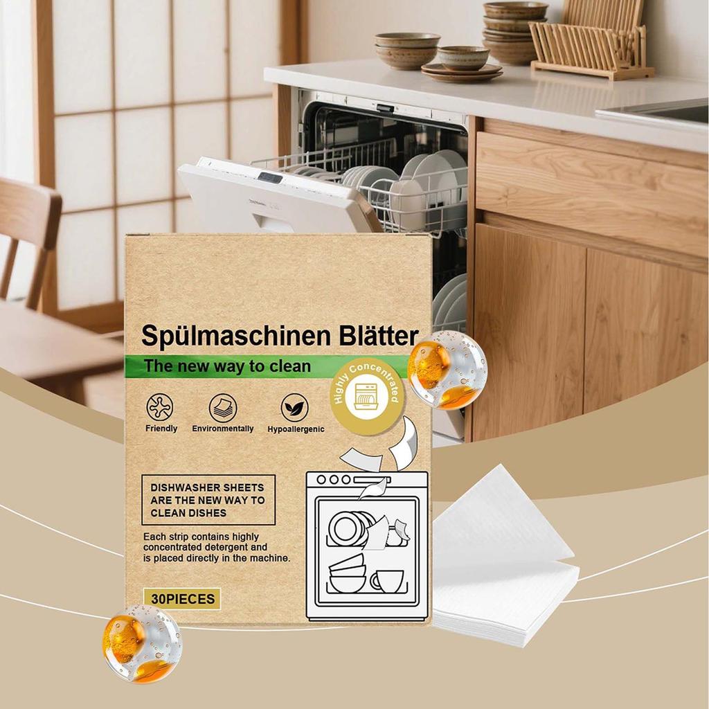 30 Pieces Dishwasher Cleaning Paper Dishwasher Sheets Cleaning Mild Strips Alternative To Dishwasher Tablets For Kitchen