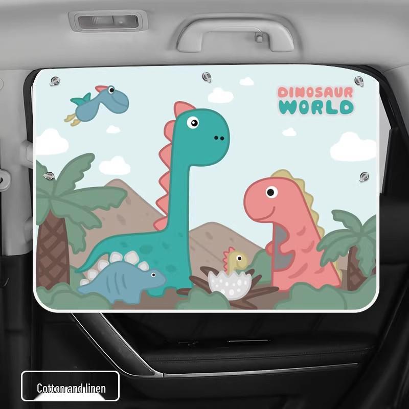 Universal Cartoon Car Sun Shades for Side Windows - Children's Heat Insulation Curtains with Suction Cups