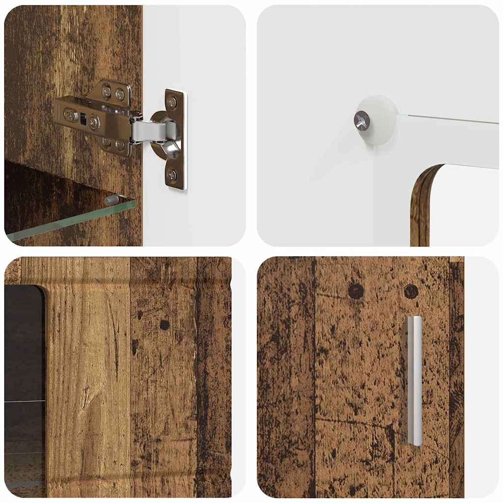 FLORIN 3 Piece TV Cabinet Set with Drawers Reclaimed Wood Effect Particleboard
