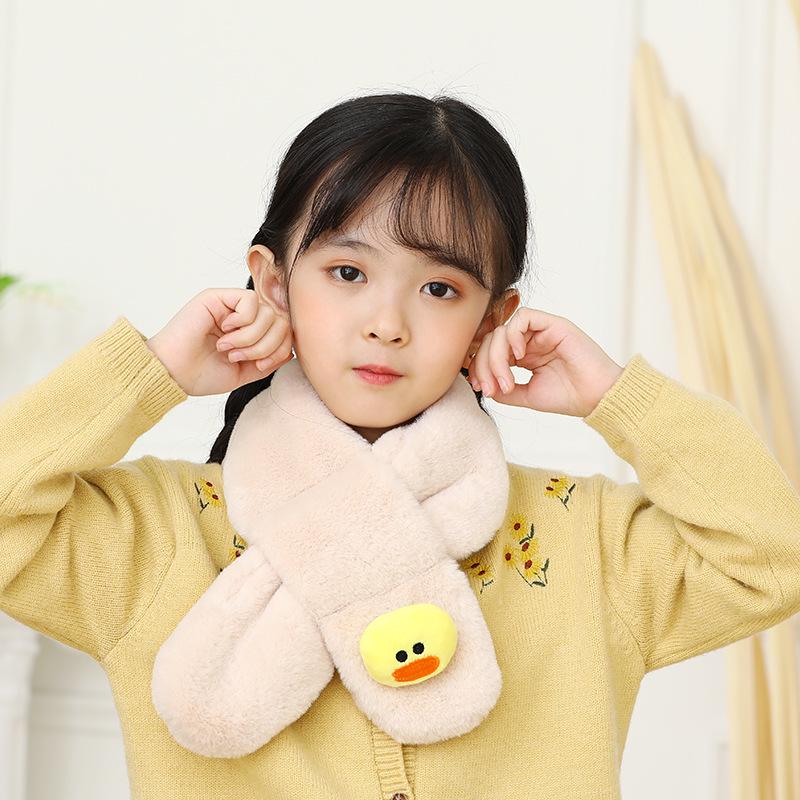 Children's Winter Rabbit Scarf - Thick Faux Fur Neck Warmer for Baby and Parent-Child, Cartoon Design for Christmas and New Year