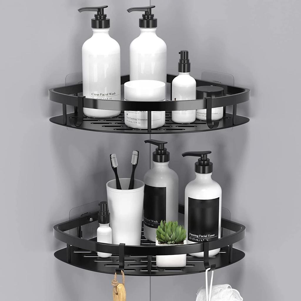 Punch-Free Aluminum Storage Rack Bathroom Organization Shelf,Wide Edge Single Layer Triangle