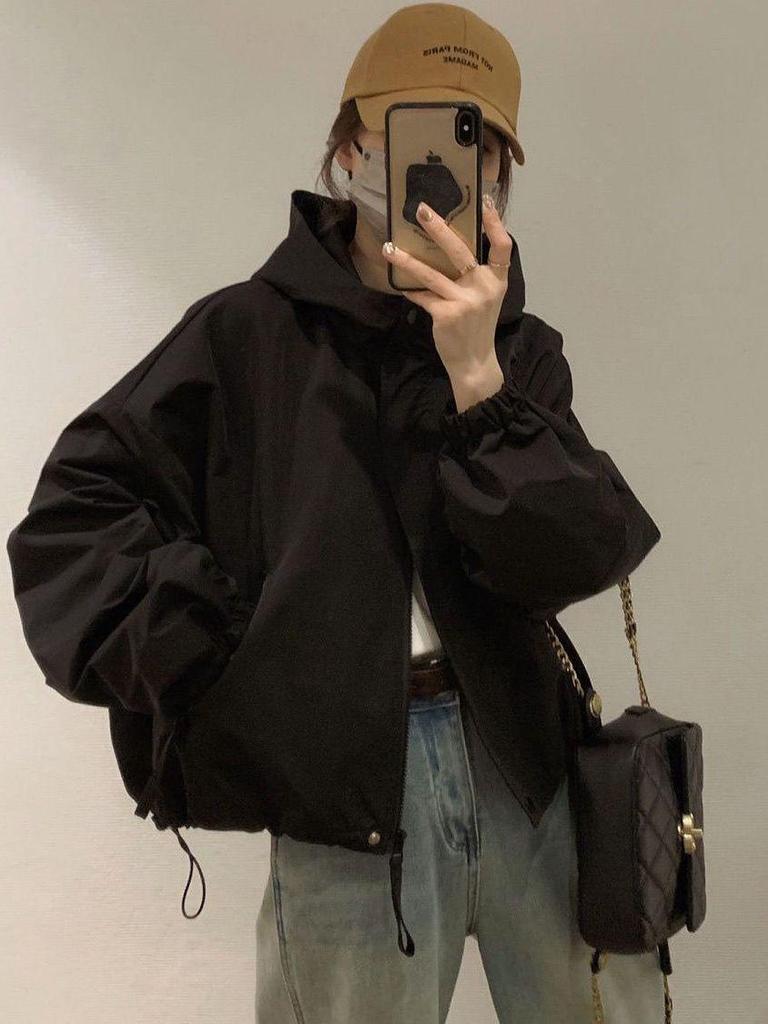 2025 Korean Style Hooded Jacket: Autumn/Winter Casual Loose Fit Short Outerwear
