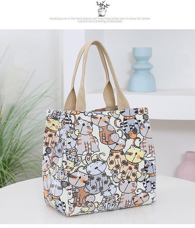 Cat Print Canvas Tote: Portable Lunch, Picnic & Work Bag