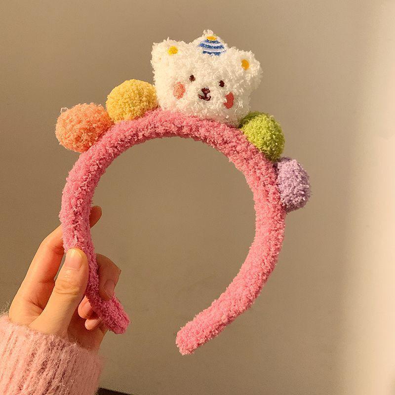 Cartoon Plush Headband: Cute Hair Accessory for Women & Kids, Perfect for Face Washing