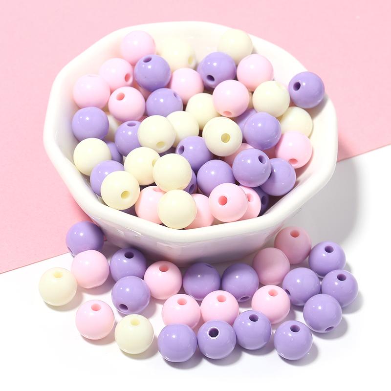 10-100pcs/lot 6/8/10/12/14/16/18/20mm Macaron Color Acrylic Beads Round Loose Beads For DIY Jewelry Making Necklace Bracelet