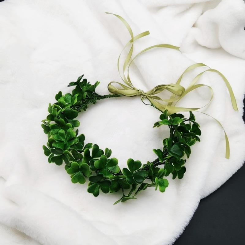 Clover Wreath Headwear, Decoration, Performance, Shooting Forest Green Plants, Lucky Grass, Photography Hair Accessories Props