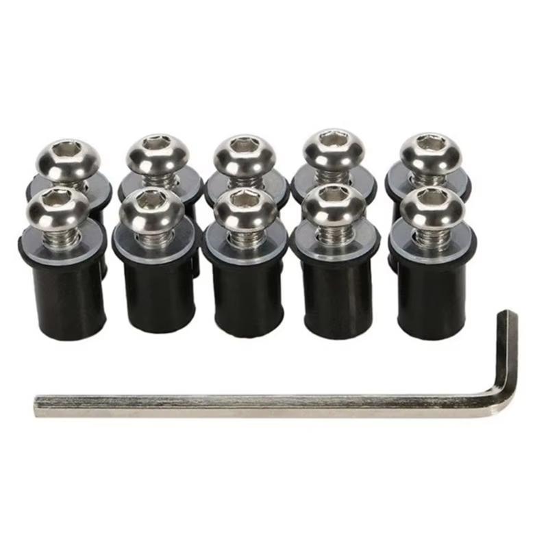10pcs Motorcycle M5x16mm Windscreen Screw Bolts Nuts Universal Windshield Aluminum Fastener Kit Motorbike Accessories