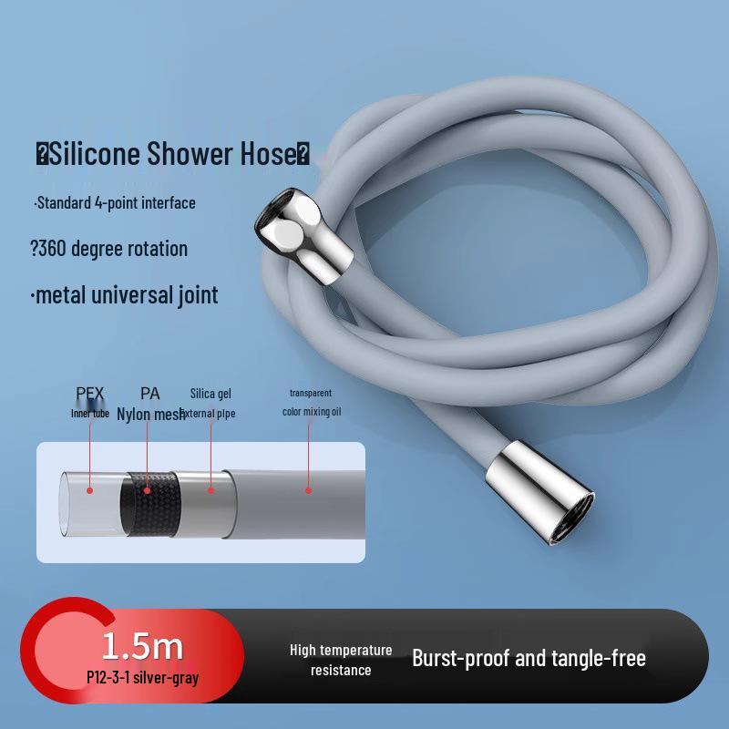 Universal Silicone Shower Hose, Rain Shower & Water Heater Compatible