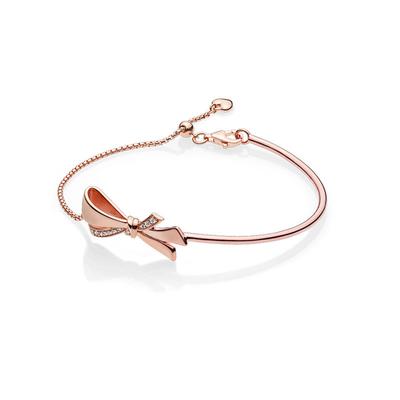 S925 Sterling Silver Bratara cu fundita superba Bratara cu design cu margele Bratara ajustabila