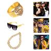 Hip Hop Costume Kit Dollar Sign Pendant Necklace Adjustable Hat Hip Hop Dollar Rings Sunglasses Bracelets Set Gifts