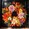 Thanksgiving Door Wreath With Artificial Pumpkins Berries Maple Leaves Fall Home Decor