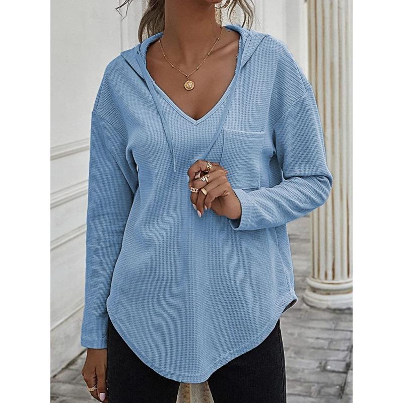 Spring New Women's Casual Fashion Hooded Versatile Long-sleeved Solid Color Sweatshirt