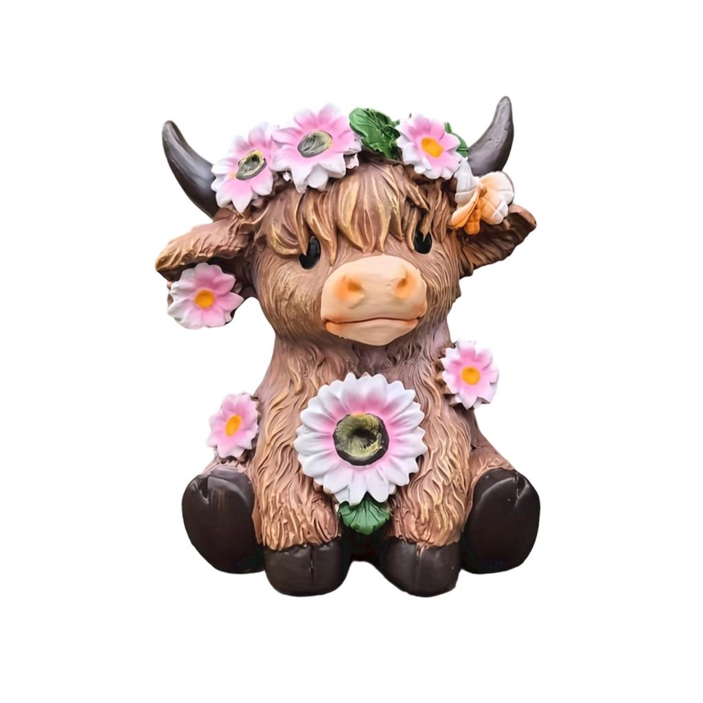Home Decor Resin Cow Figurine Set Creative Small Statue for Shelf Table