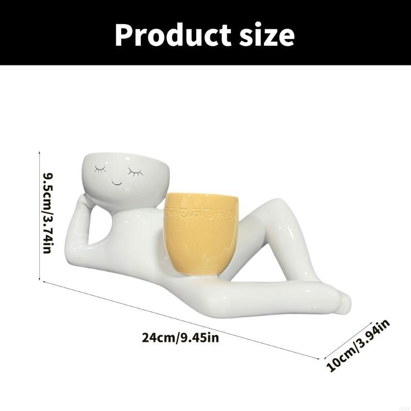 Relaxing Person Holding Pot Planter Body Vase Decors Resin Funny Succulents A0KF