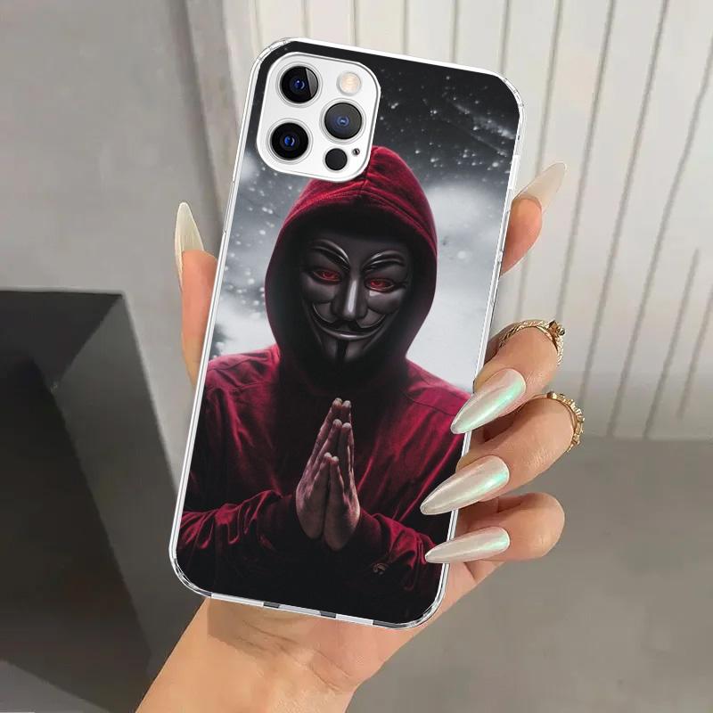 Anonymous V Mask Phone Case for Iphone 17 Air 16 15 Plus 14 13 Mini 12 11 Pro Max 16E 7 8 SE 2020 Soft Funda Print Shell 16 15 1