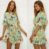 Stylish Womens Mini Ladies Dress Floral Print Ruffle V Summer Beach Sundress For Every Occasion