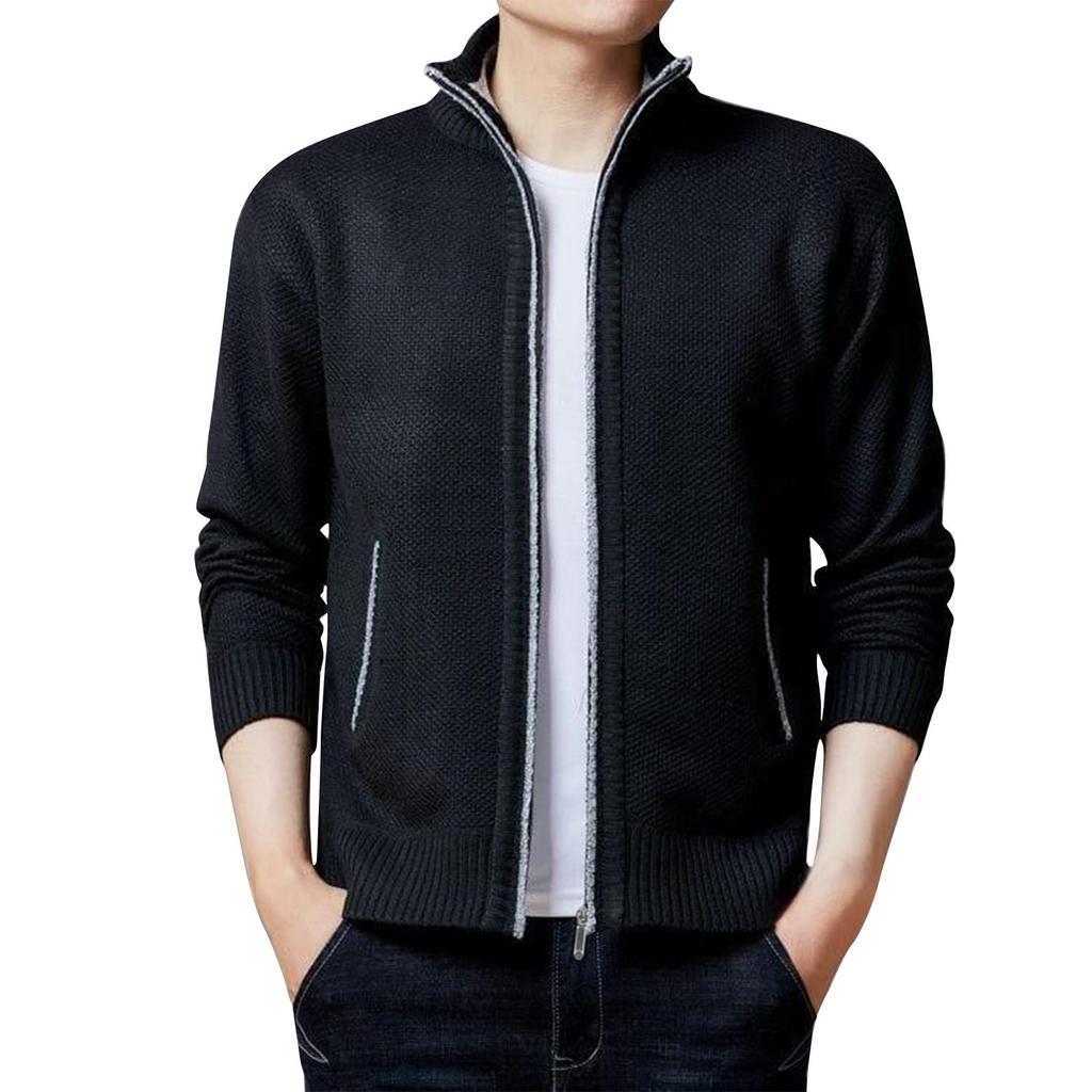 Men's Knitted Fleece Zipper Jacket Men's Sports Large Size Casual Jacket