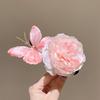 Butterfly Hair Clip Artificial Peony Flower with Acrylic Crocodile Clip Flower Hair Barrette for Beach Vacation Party Dress-up