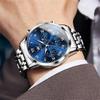 OLEVS Multifunction Men's Watch Stainless Steel Classic Quartz Analog Waterproof Date Luminous Fashion Timepiece