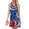 Rochie de vară casual de plajă cu gât în V pentru femei, fără mâneci, cu imprimeu de Ziua Independenței