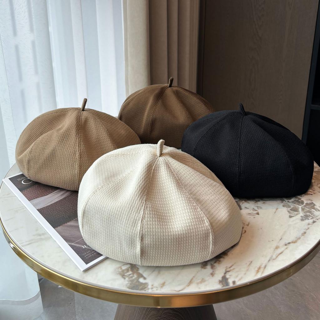 Beret Children's Solid Color Versatile Artistic Artist Hat Spring and Autumn Face Newsboy Hat Men