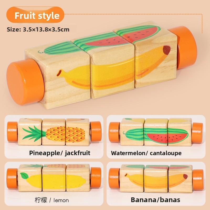 Wooden Baby Toddler Rotating Puzzle Animal Recognition Educational Toy For Early Learning