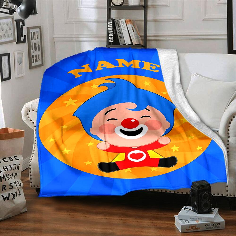 Coperta Stampata a Tema Plim Plim con Nome Personalizzabile - Perfetta per Divano, Letto, Viaggi e Uso Esterno | Lavabile in Lavatrice, Accogliente e Durevole.
