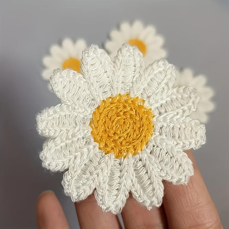 10pcs Daisy Sunflower Knitted Fabric Patch Decorative Patches Beautiful Chrysanthemum Flower Hair Clip Headband Hat Decoration