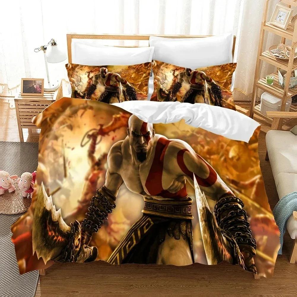 3D Print Game God Of War Bedding Collection Duvet Cover Bed Collection Quilt Cover Pillowcase Comforter King Queen Size Boys Adult Bedding Collection